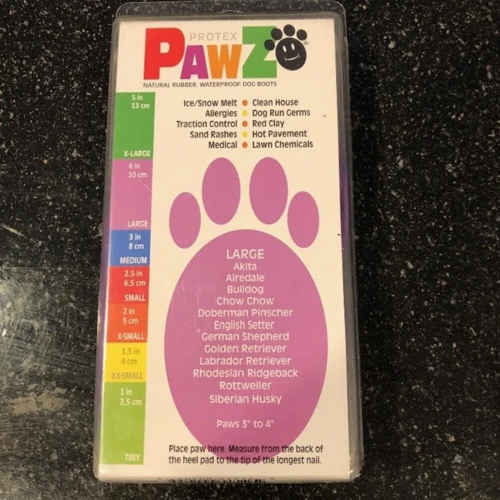 Protex Pawz Large Purple Rubber Dog Boots 12 Pack Reusable Waterproof